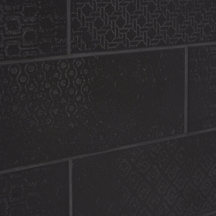 Harper Black Matte Porcelain Subway Floor and Wall Tile Sample