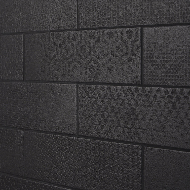 Harper Black Matte Porcelain Subway Floor and Wall Tile Sample