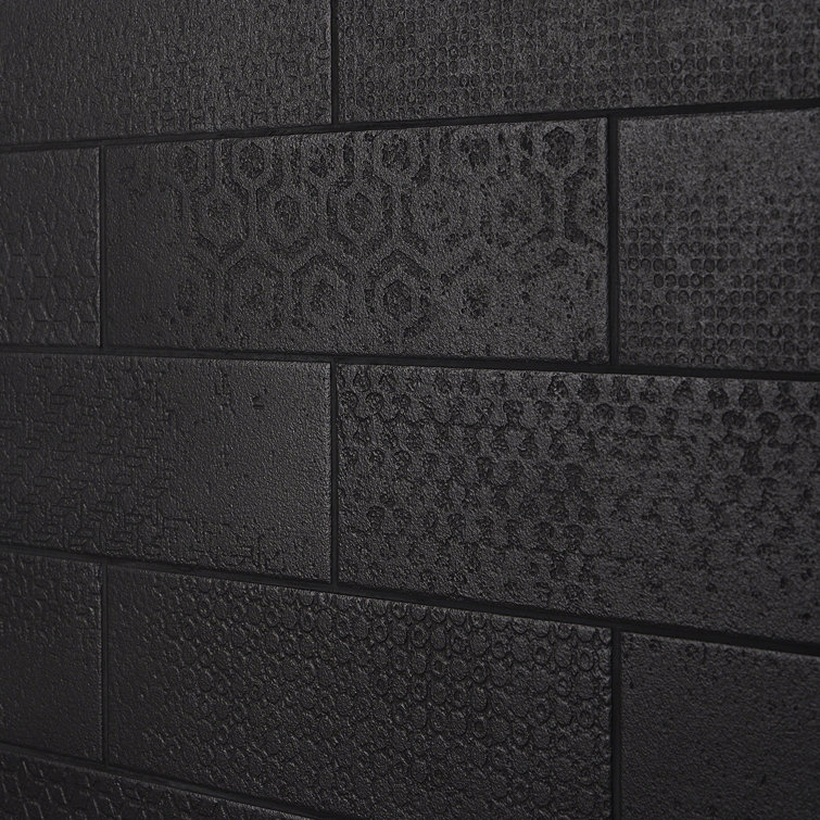 Harper Black Matte Porcelain Subway Floor and Wall Tile Sample