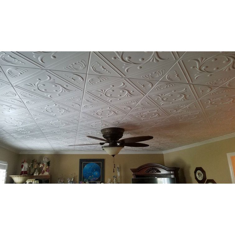 Plain White Polystyrene Square Glue-Up Ceiling Tile