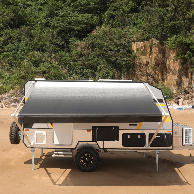 Black and White Fade Retractable RV/Patio Awning 20x8 ft Vinyl