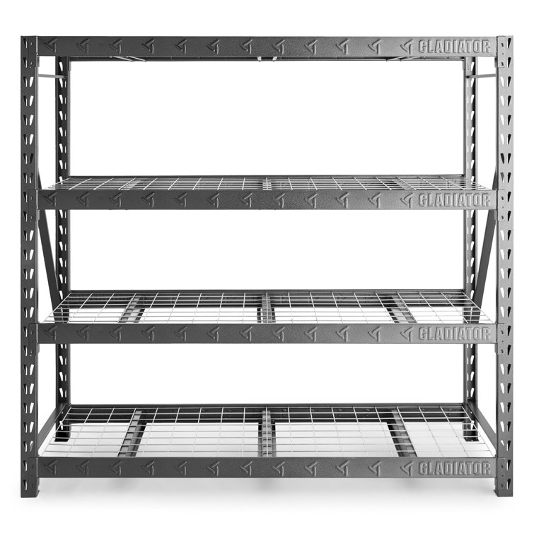 77" Wide Hammered Granite Heavy Duty Metal Rack with Four Shelves