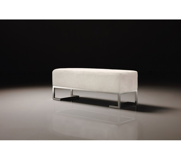 Luxe Ivory Polyester Blend 48'' Upholstered Bench