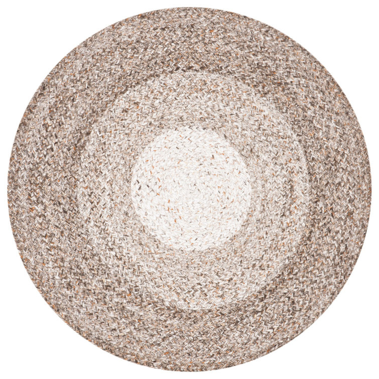 Handmade Gray Braided Round Synthetic Area Rug, 4' x 4'