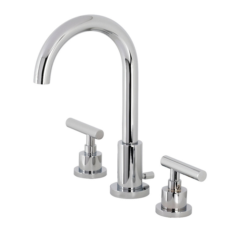 Polished Chrome Brass Widespread Bathroom Faucet with Drain Assembly