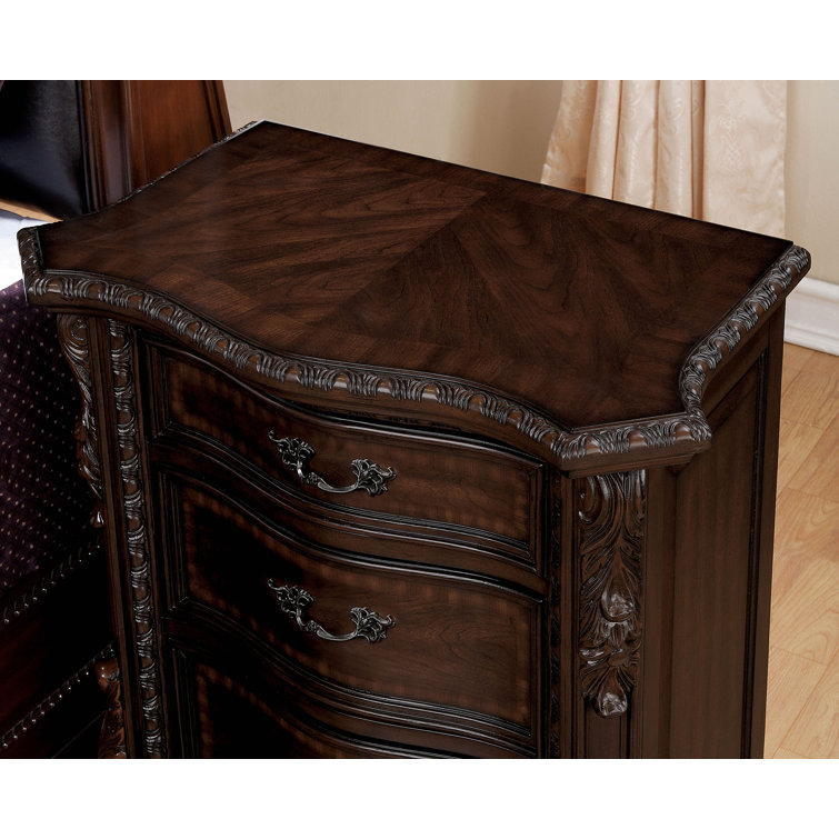 Anaira 30'' Brown Cherry Solid Wood 3-Drawer Nightstand