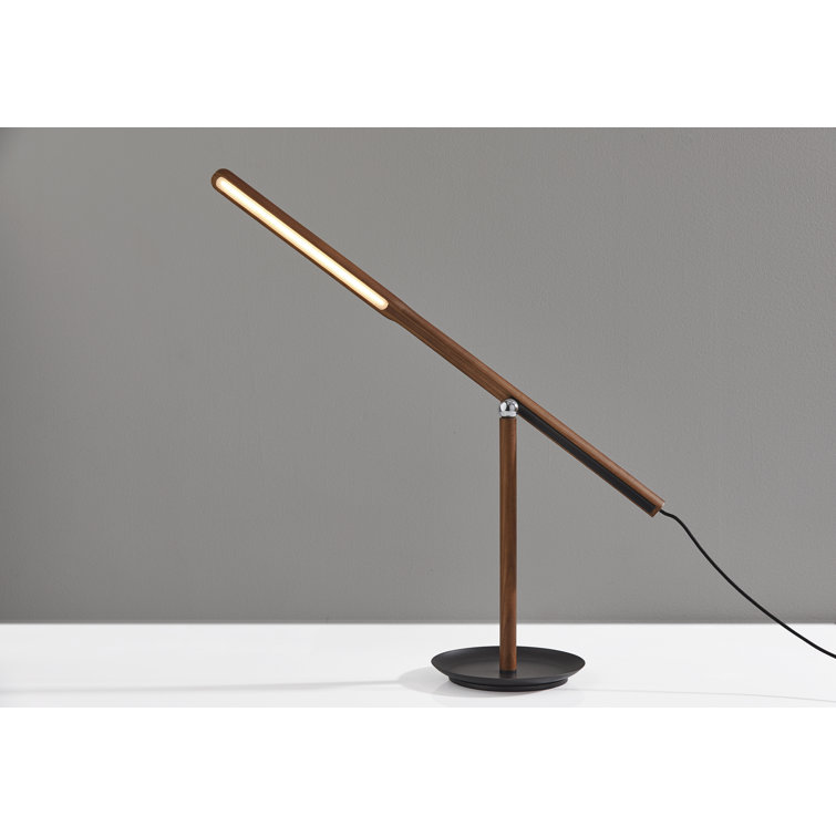Walnut Adjustable LED Desk Lamp with Black Base