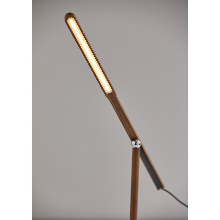 Walnut Adjustable LED Desk Lamp with Black Base
