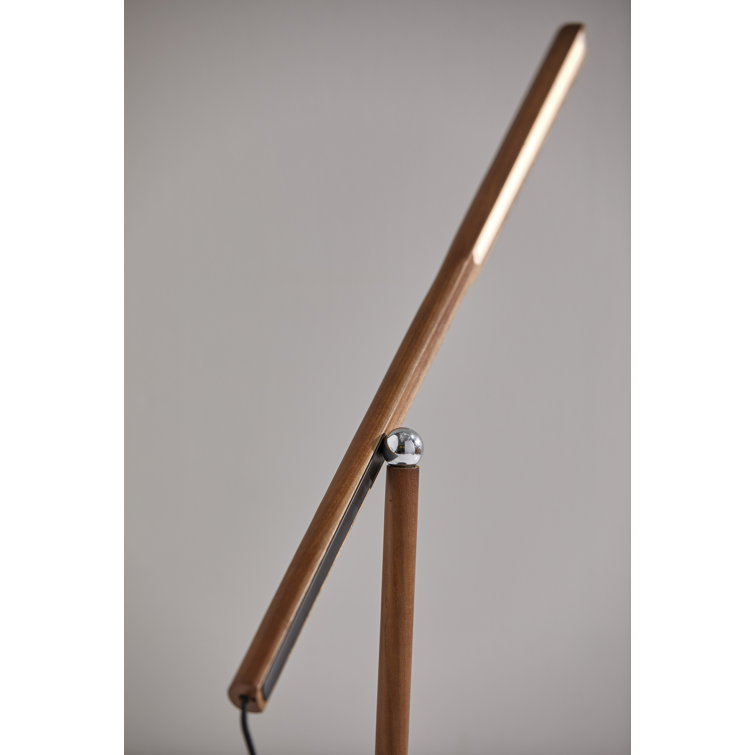 Walnut Adjustable LED Desk Lamp with Black Base