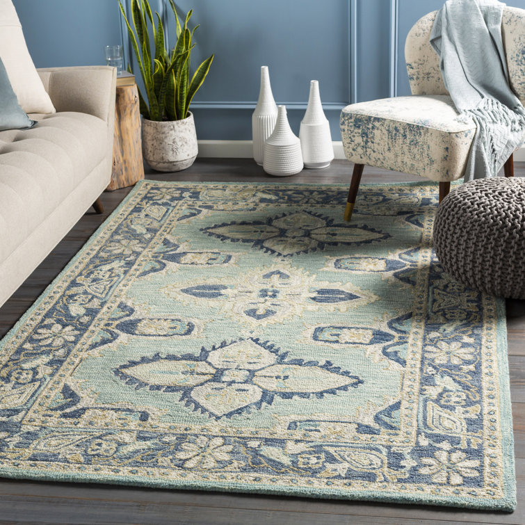 Handmade Blue Wool Tufted 5' x 7' Area Rug