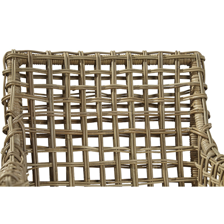 Beige Handcrafted Woven Wood Arm Chair