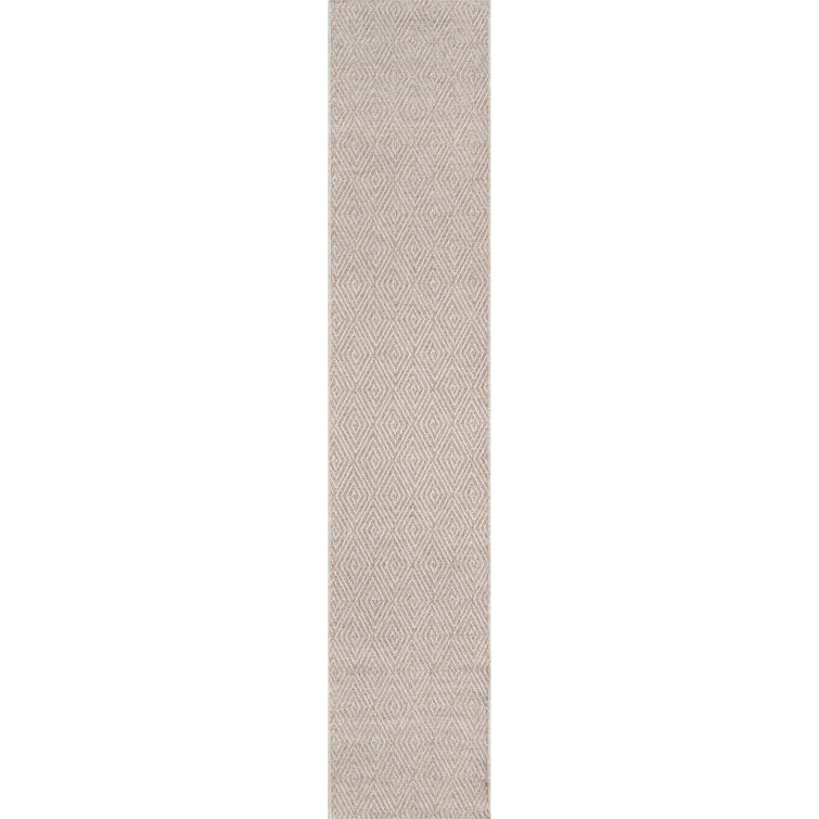 Natural Geometric Easy Care Indoor/Outdoor Runner Rug