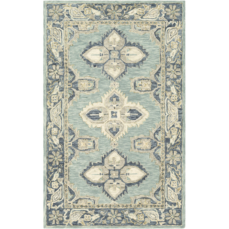 Handmade Blue Wool Tufted 5' x 7' Area Rug