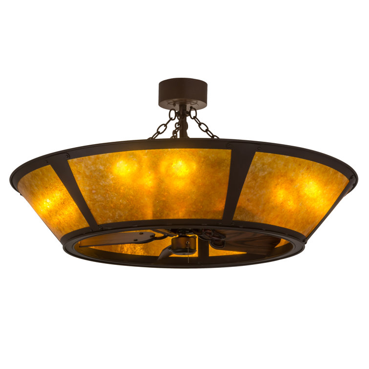Cafe Noir 8-Light Chandel-Air with Amber Mica Shade