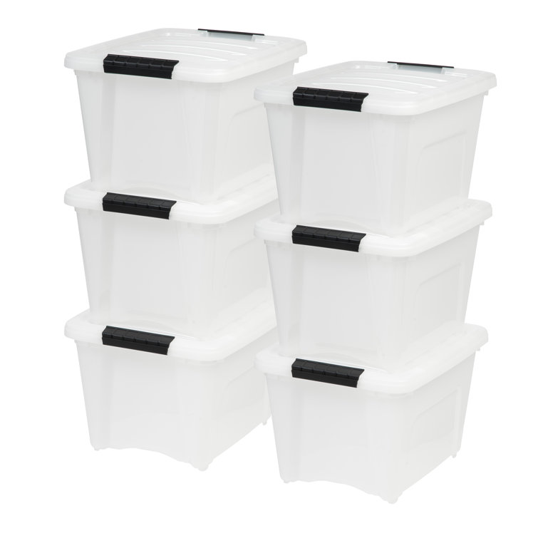19 Qt Clear Stackable Plastic Storage Bins with Lids - 6 Pack