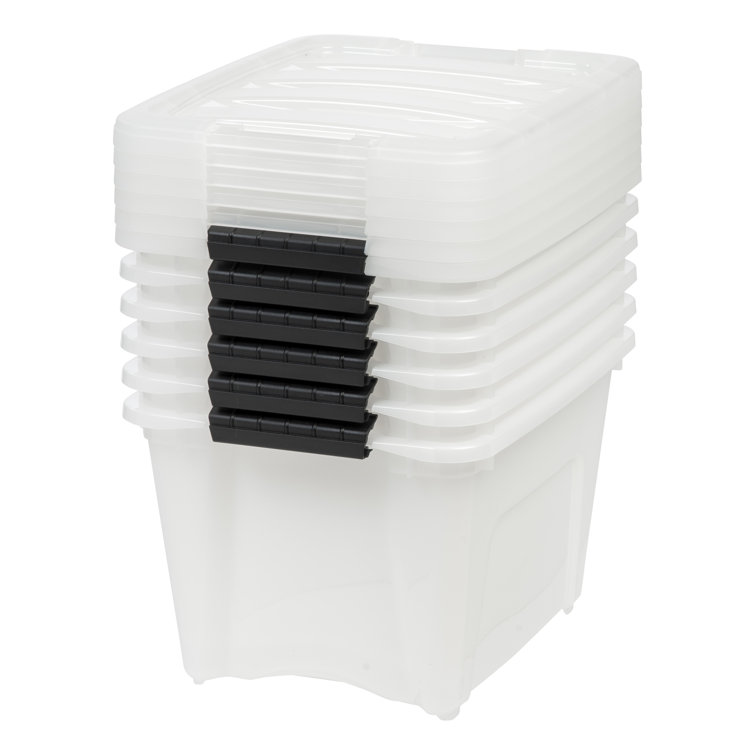 19 Qt Clear Stackable Plastic Storage Bins with Lids - 6 Pack