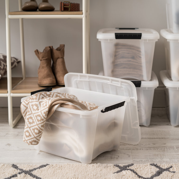 19 Qt Clear Stackable Plastic Storage Bins with Lids - 6 Pack
