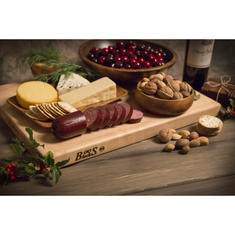 Maple Wood Reversible Cutting Board with Hand Grips, 18 x 12 Inches