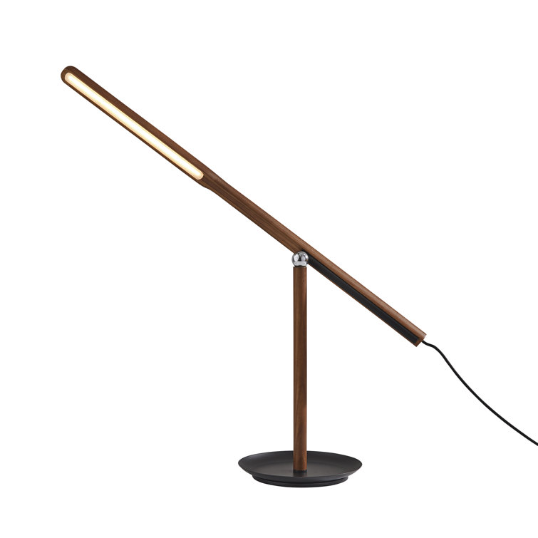 Walnut Adjustable LED Desk Lamp with Black Base