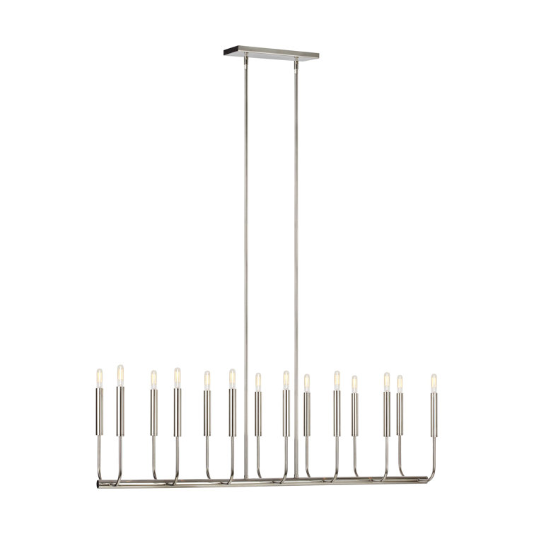Brianna Polished Nickel 14-Light Linear Chandelier