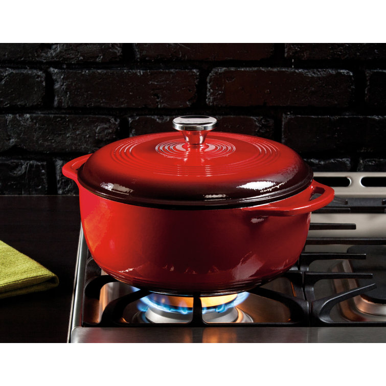 Elegant 6 Qt Red Enameled Cast Iron Dutch Oven