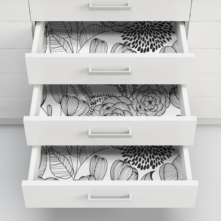 Black and White Floral Peel & Stick Vinyl Wallpaper