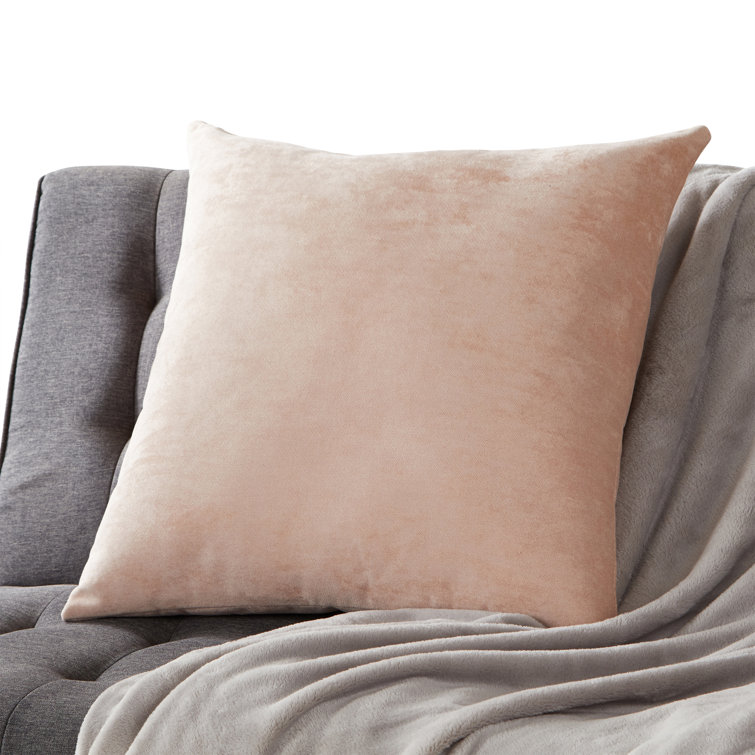 Sugar Beige Velvet 20" Square Throw Pillow