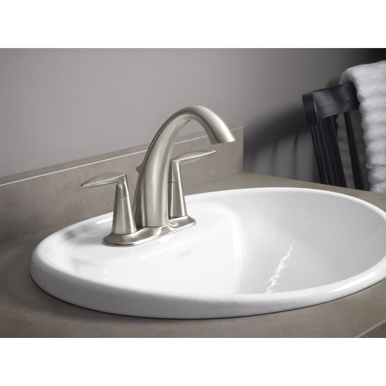 Alteo Brushed Nickel Double Handle 4" Centerset Bathroom Faucet