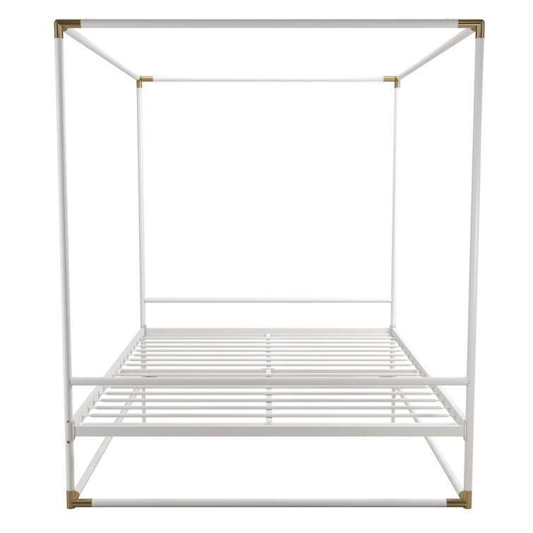 Celeste Black Metal Upholstered King Platform Bed Frame with Slats