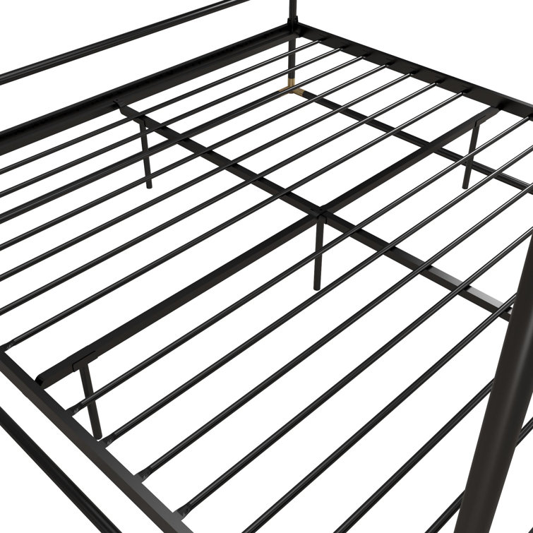 Black Metal Queen Canopy Bed with Gold Accents