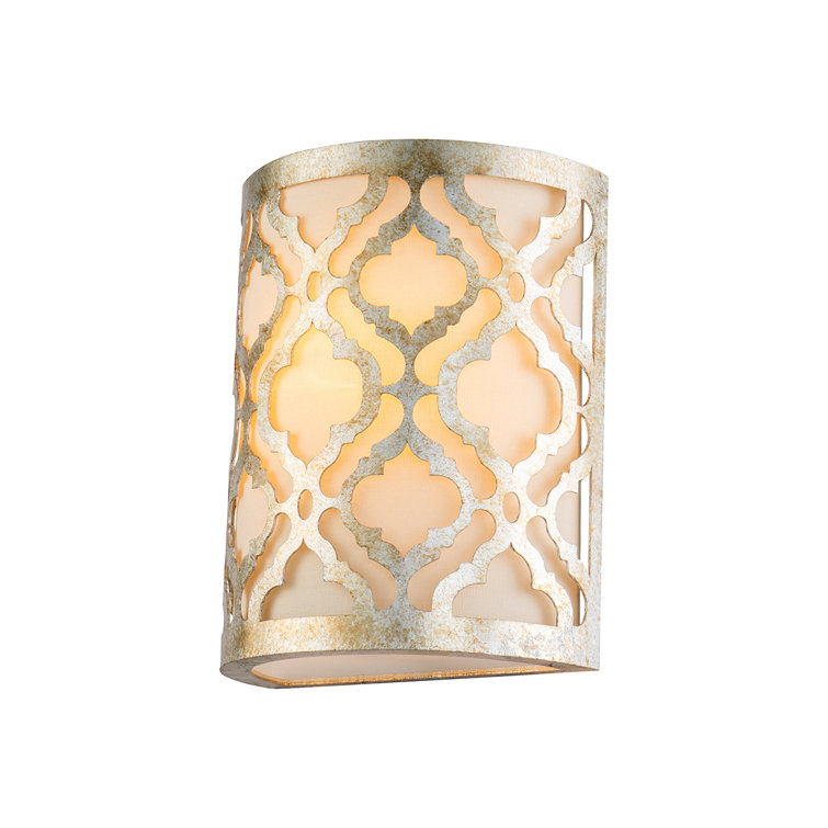 Antique Silver Dimmable Fabric Shade Sconce