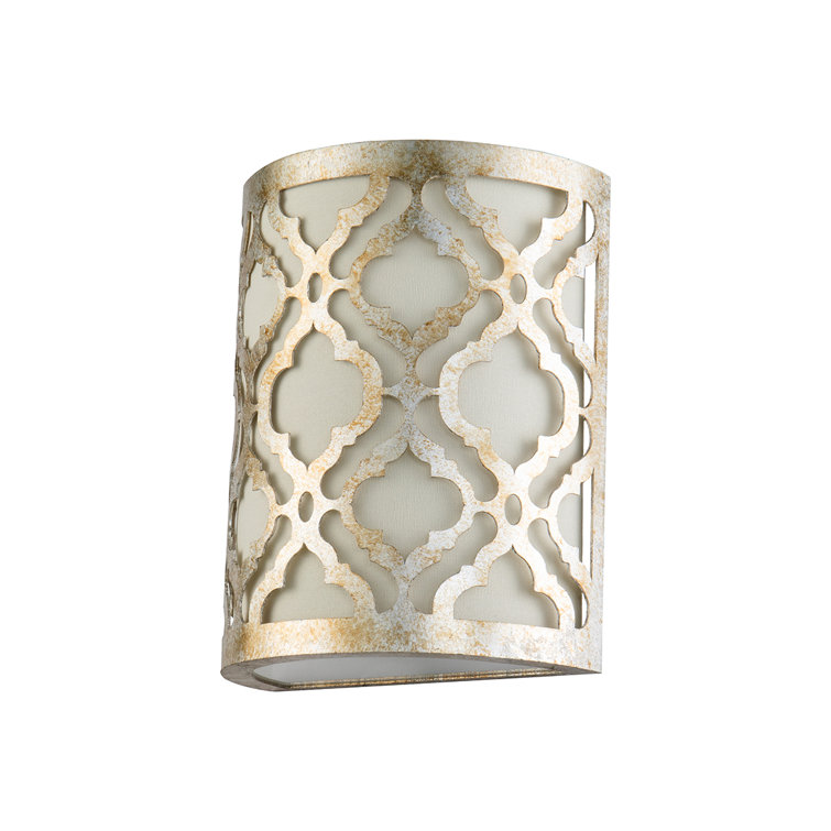 Antique Silver Dimmable Fabric Shade Sconce