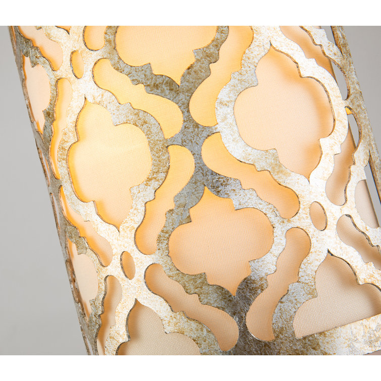 Arabella Distressed Gold 1-Light Fabric and Metal Sconce