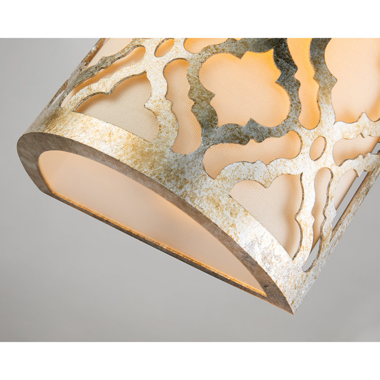 Arabella Distressed Gold 1-Light Fabric and Metal Sconce