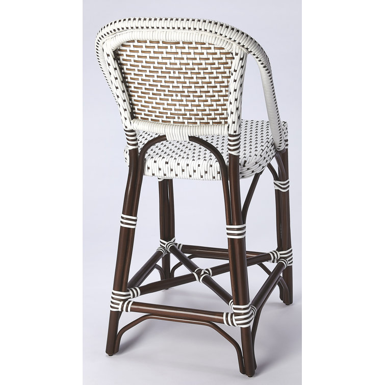 Solstice White and Chocolate Rattan Counter Stool