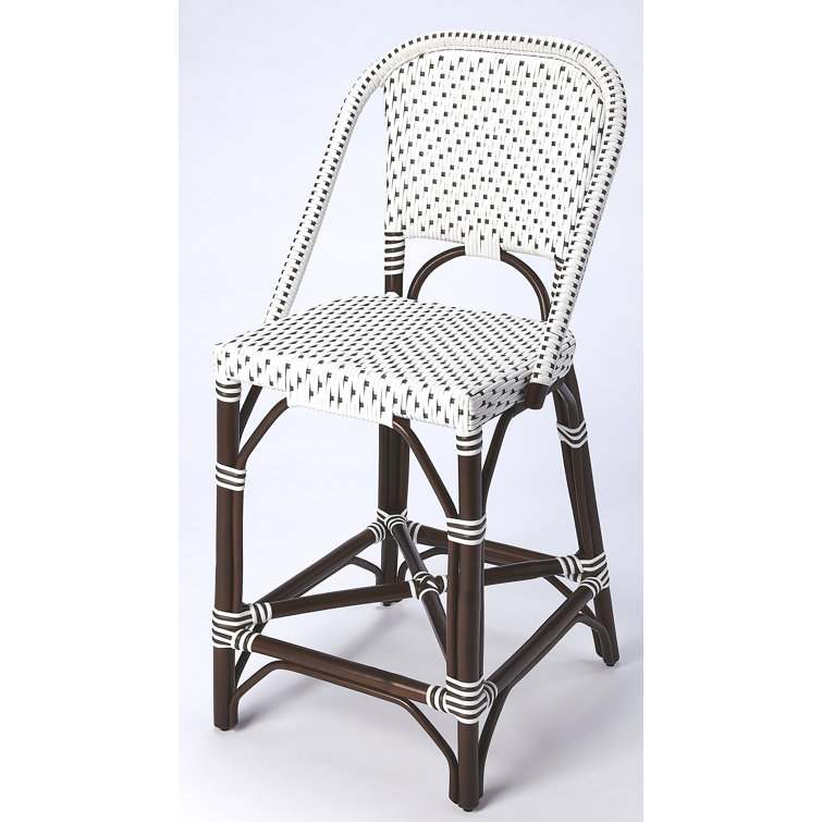 Solstice White and Chocolate Rattan Counter Stool