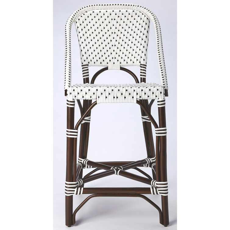 Solstice White and Chocolate Rattan Counter Stool
