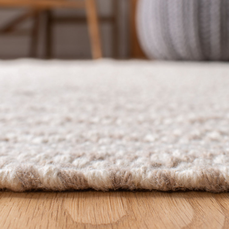 Beige Hand-Tufted Wool and Cotton Flat Woven Rug, 3' x 5'