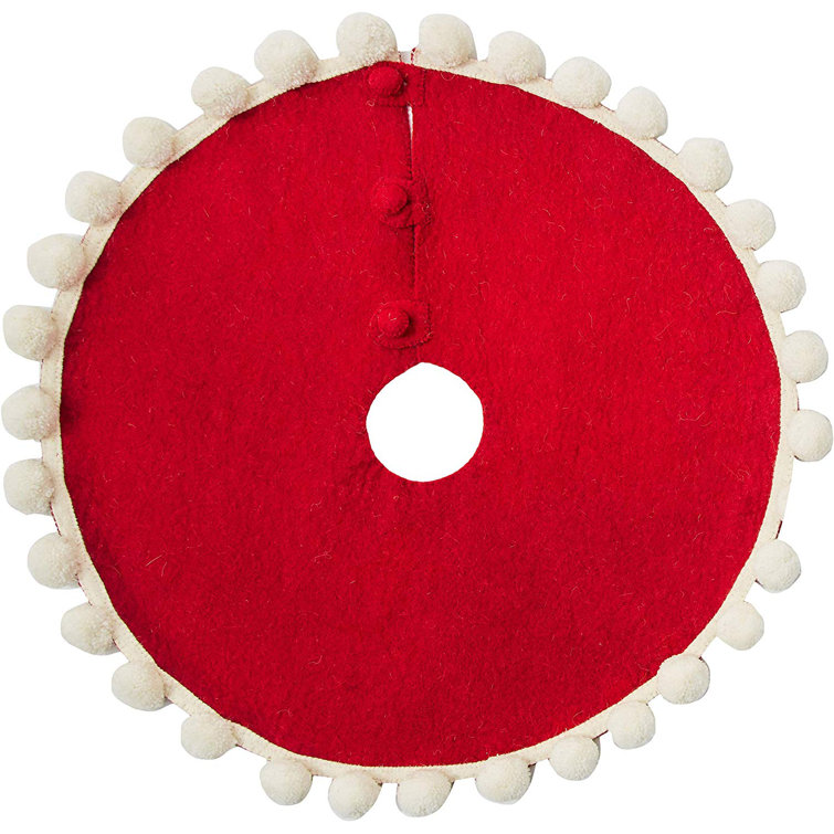 Pom Pom Tree Skirt - 26" Tabletop Size Hand Felted Wool