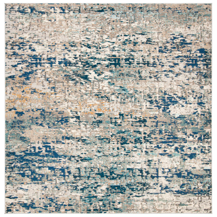 Gray Synthetic Hand-knotted Square Area Rug, 3' x 3'