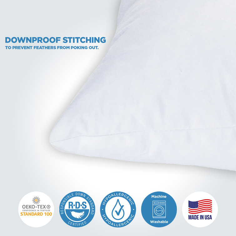 Modern Plush Feather-Filled Cotton Throw Pillow, 16" Square