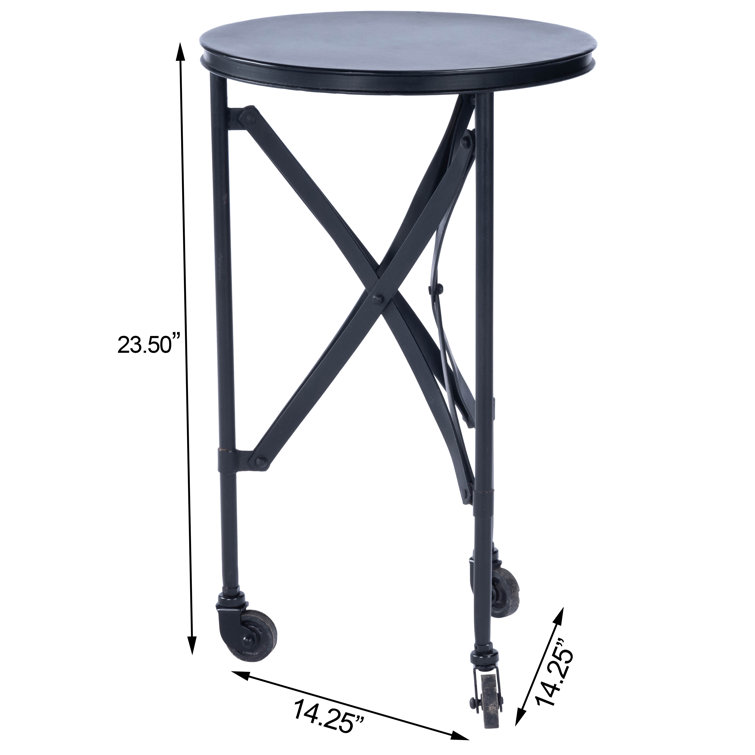 Costigan 15'' Round Black Metal & Wood Industrial Accent Table