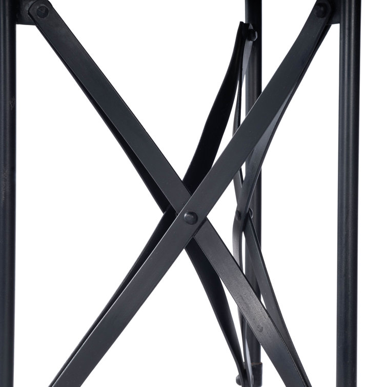 Costigan 15'' Round Black Metal & Wood Industrial Accent Table