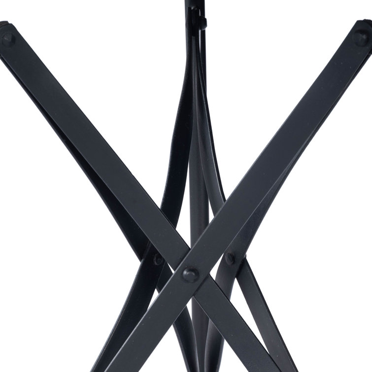 Costigan 15'' Round Black Metal & Wood Industrial Accent Table
