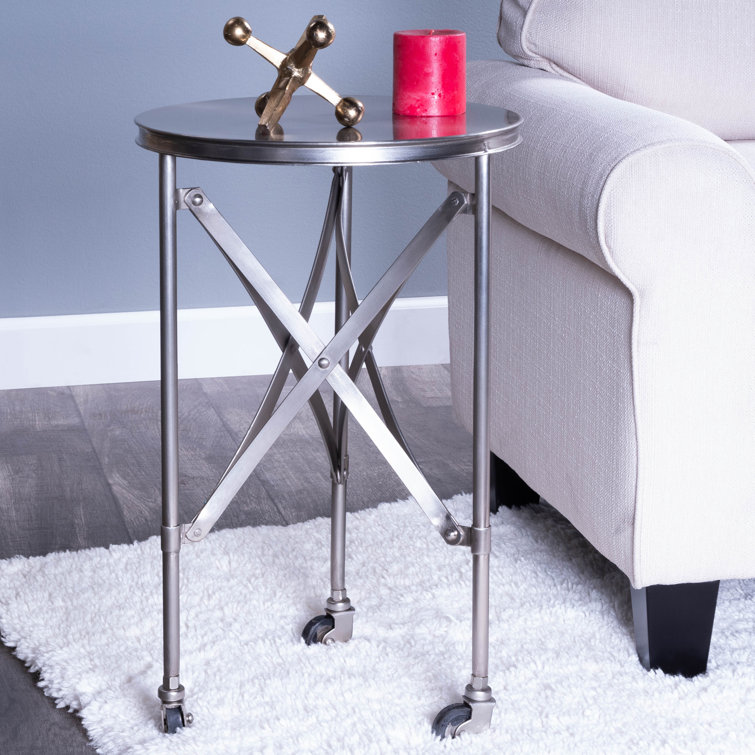 Costigan 16" Round Silver Metal Industrial Chic Side Table