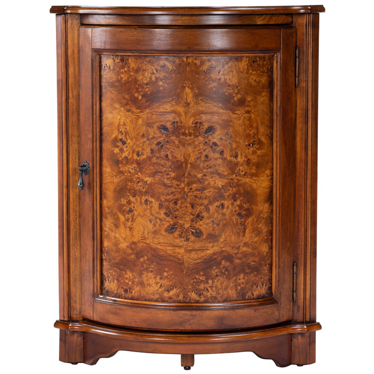 Durham Light Brown Olive Ash Burl Corner Cabinet with Adjustable Shelving