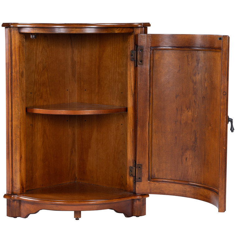 Durham Light Brown Olive Ash Burl Corner Cabinet with Adjustable Shelving