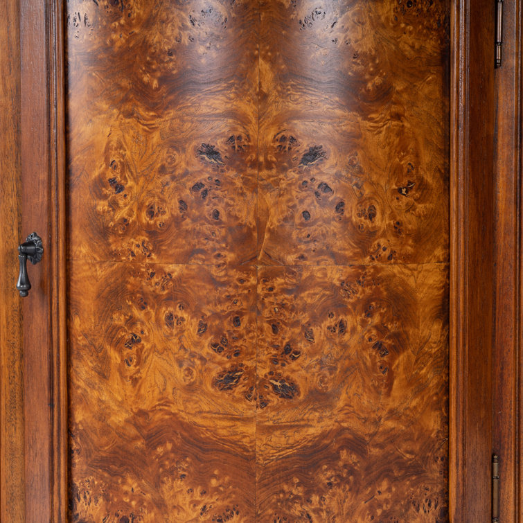 Durham Light Brown Olive Ash Burl Corner Cabinet with Adjustable Shelving