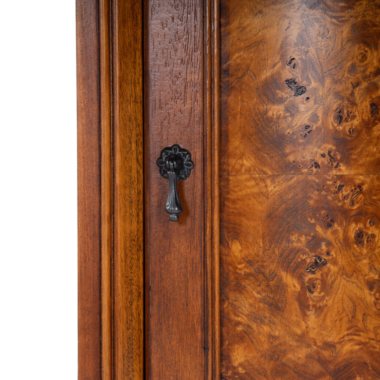 Durham Light Brown Olive Ash Burl Corner Cabinet with Adjustable Shelving
