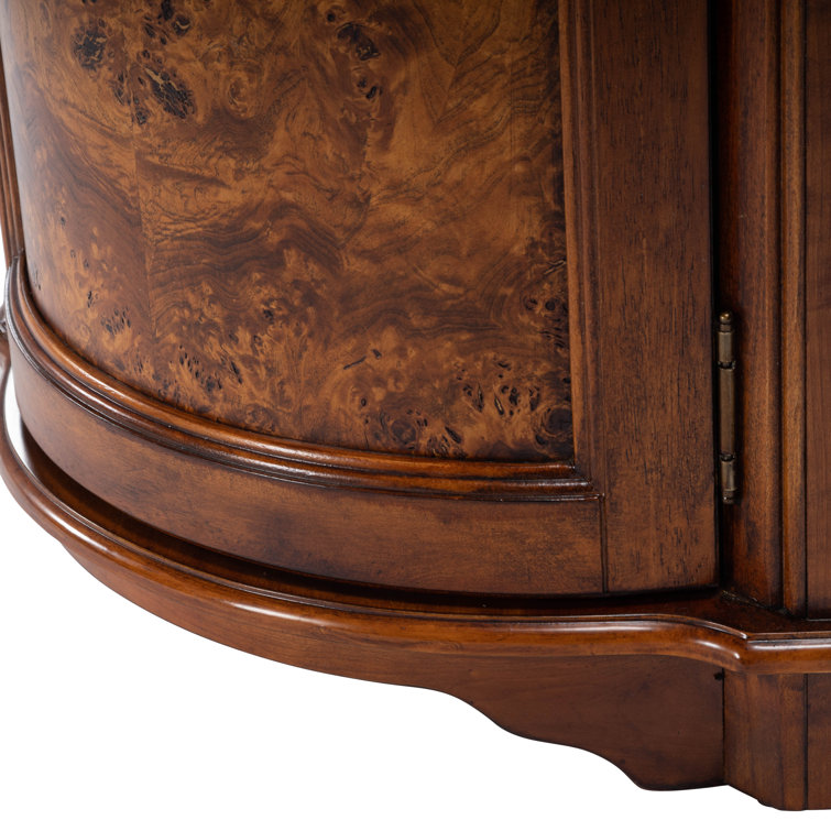 Durham Light Brown Olive Ash Burl Corner Cabinet with Adjustable Shelving